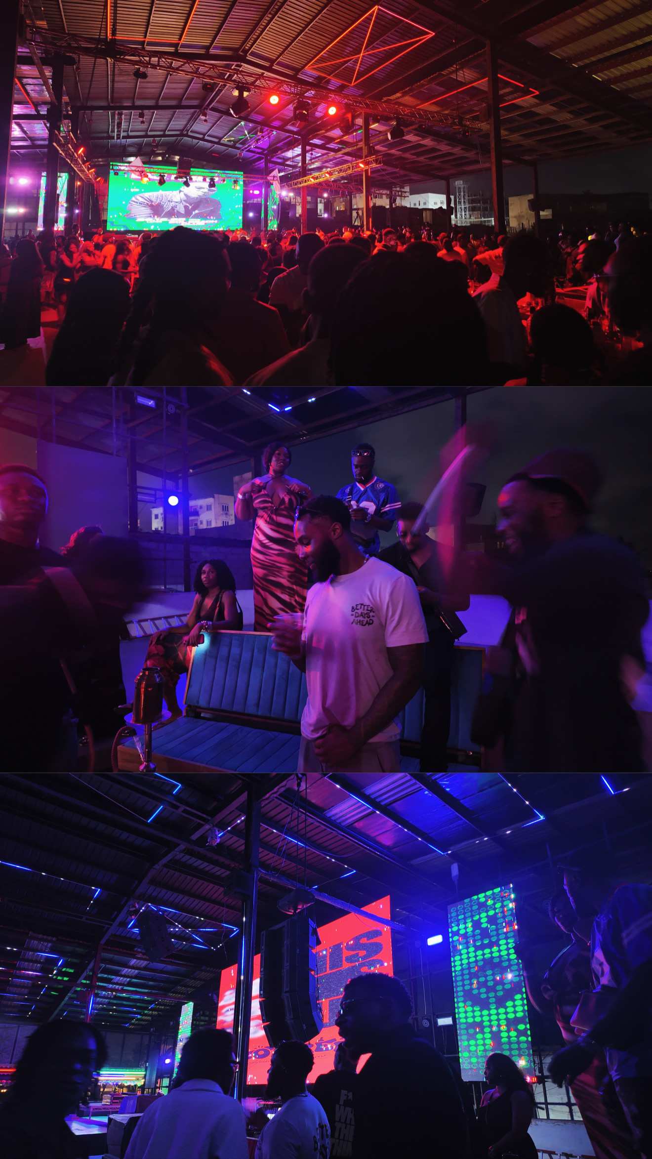 IJGB Connect Lagos nightlife — collage of the crowd, stage lights and dance floor